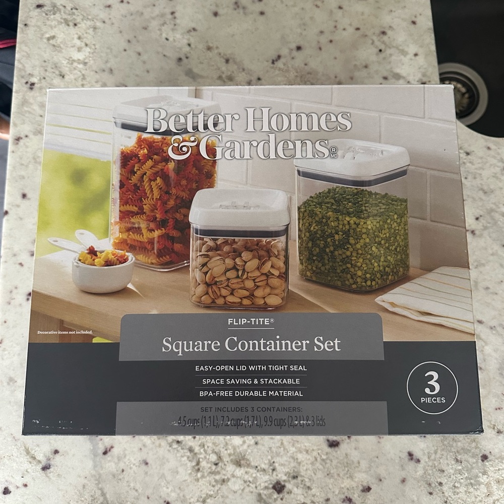 Better Homes And Gardens White Flip-Tite Square Container Set (3 Pieces)